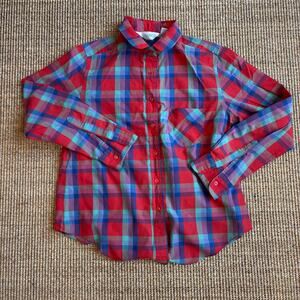 Vintage Favorites Brand Plaid Shirt with Peter Pan Collar Med/ Cotton Blend